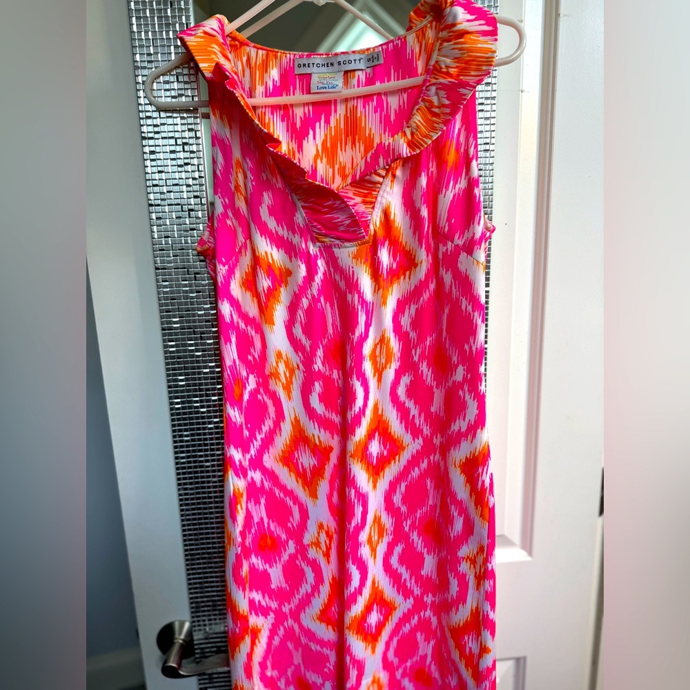 Gretchen Scott pink and orange print dress size small